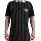 Black White Stripes Logo Collared Polo T-shirt