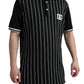 Black White Stripes Logo Collared Polo T-shirt