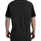 Black White Stripes Logo Collared Polo T-shirt