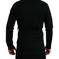 Black Cashmere Long Sleeves Belted Wrap Robe