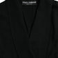 Black Cashmere Long Sleeves Belted Wrap Robe