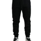 Black Cotton Blend Men Sweatpants Jogger Pants