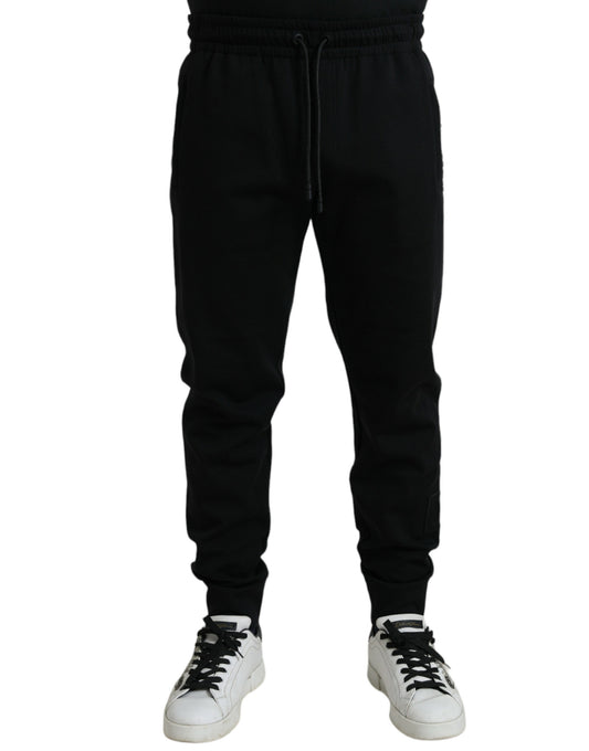 Black Cotton Blend Men Sweatpants Jogger Pants