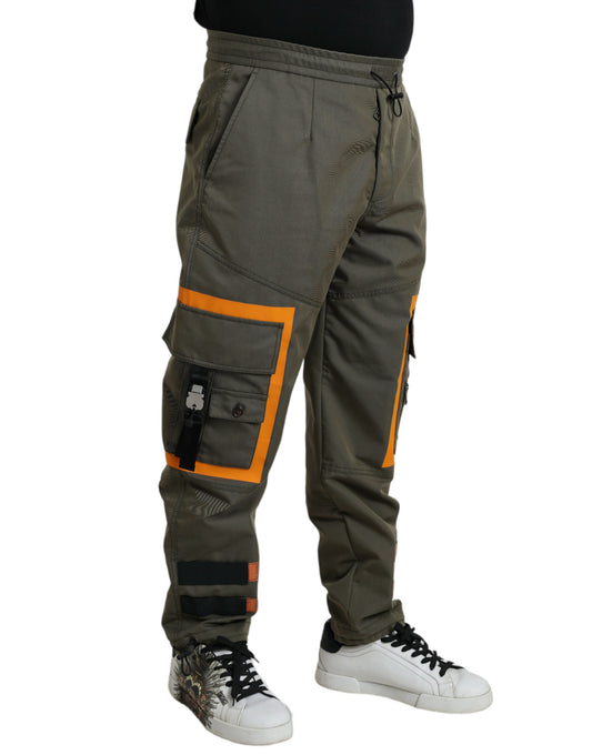 Green Cotton Cargo Men Jogger Pants