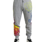 Gray Cotton Graffiti Sweatpants Jogger Pants