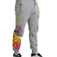 Gray Cotton Graffiti Sweatpants Jogger Pants