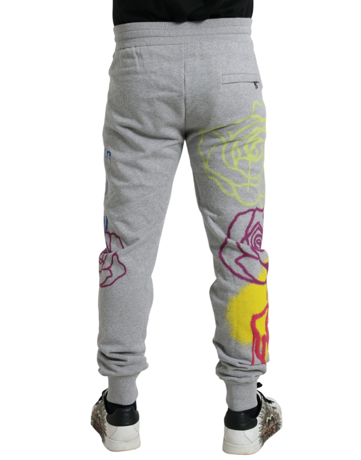 Gray Cotton Graffiti Sweatpants Jogger Pants