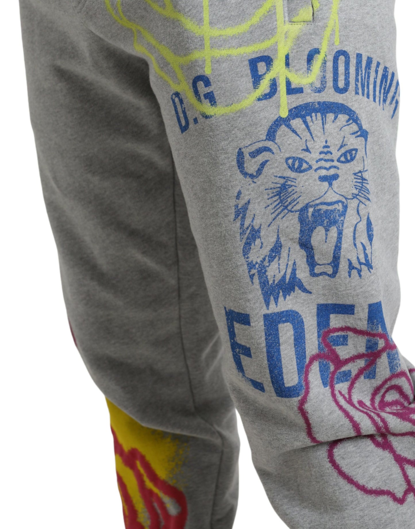 Gray Cotton Graffiti Sweatpants Jogger Pants