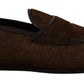 Elegant Brown Caiman Leather Loafers