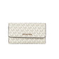 Jet Set Travel Leather Large Trifold Wallet Clutch Vanilla