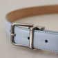 Sleek Light Blue Leather Belt