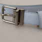 Sleek Light Blue Leather Belt