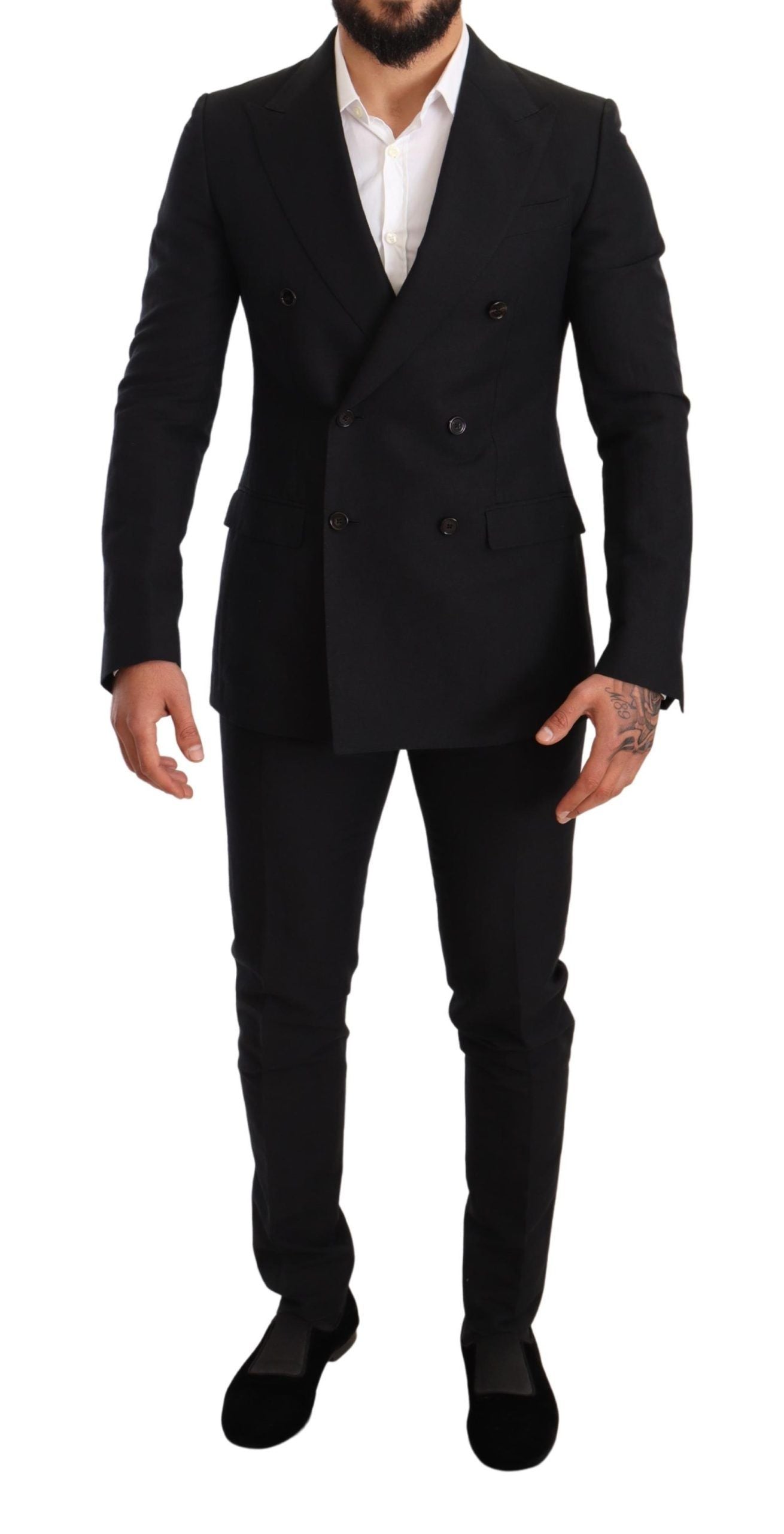 Elegant Black Two-Piece Wool Suit