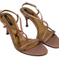 Chic Ankle Strap Sandals in Pink and Brown