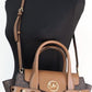 Carmen Medium PVC Leather Satchel Handbag Purse Brown Signature