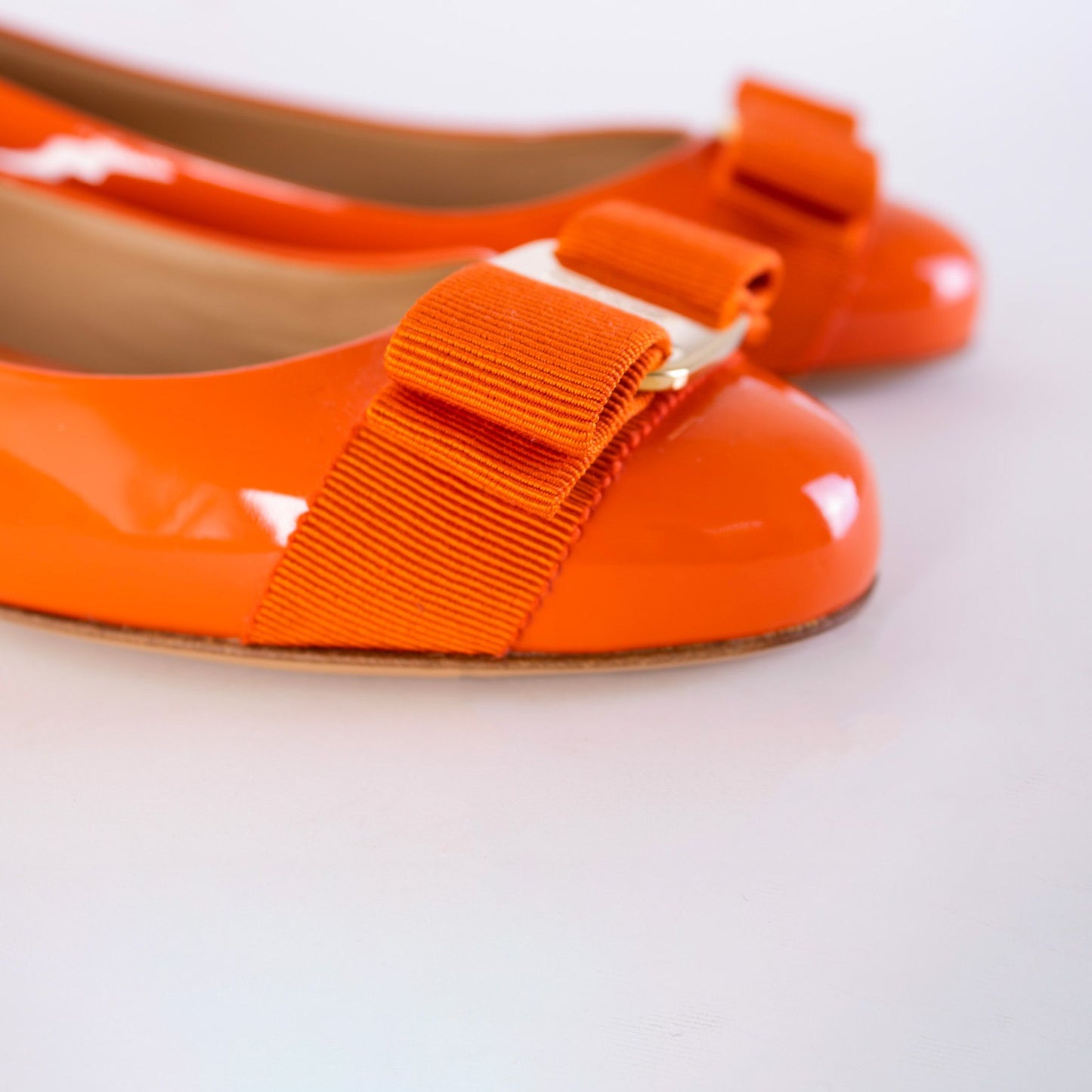 Elegant Orange Leather Ballerinas