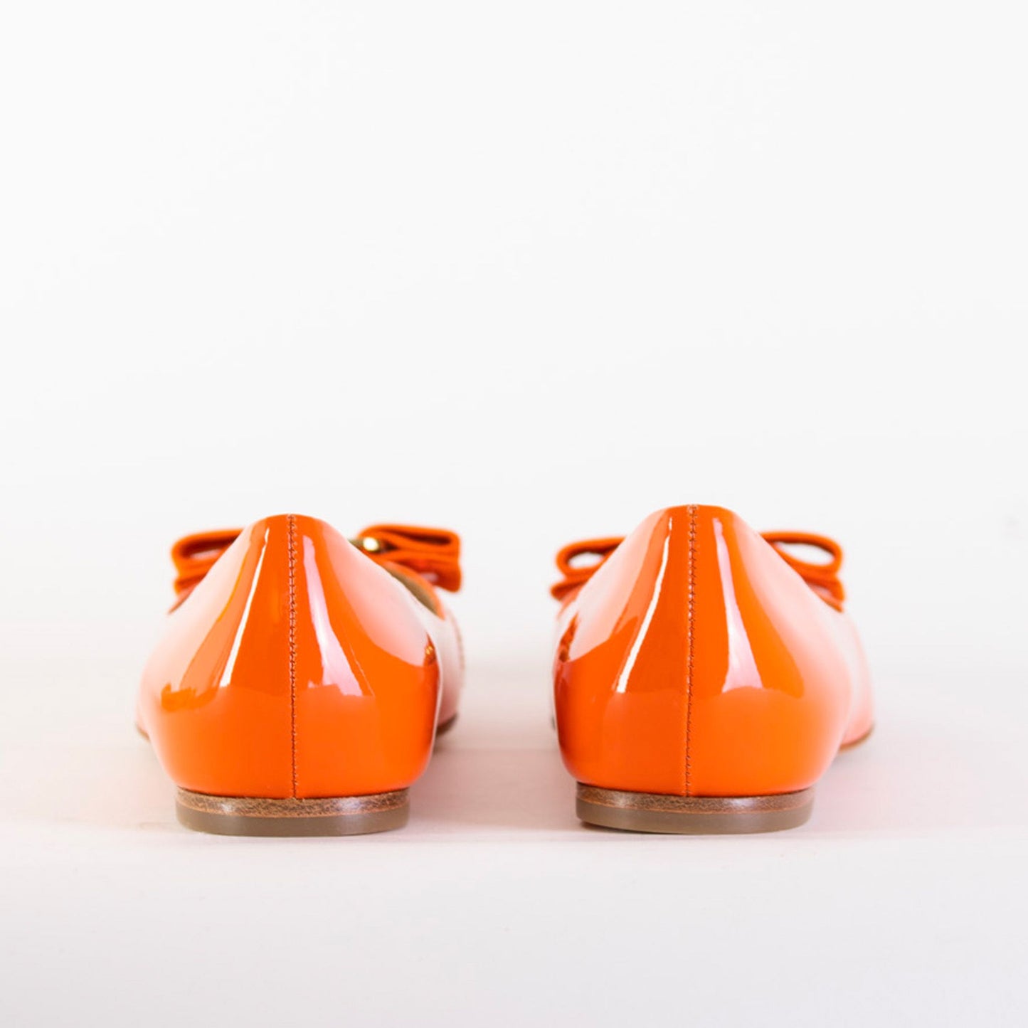 Elegant Orange Leather Ballerinas