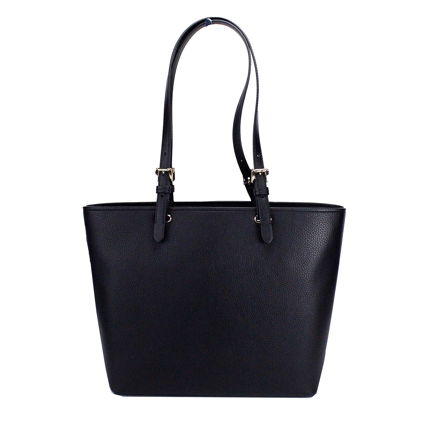 Jet Set Medium Black Vegan Leather Double Pocket Tote Bag