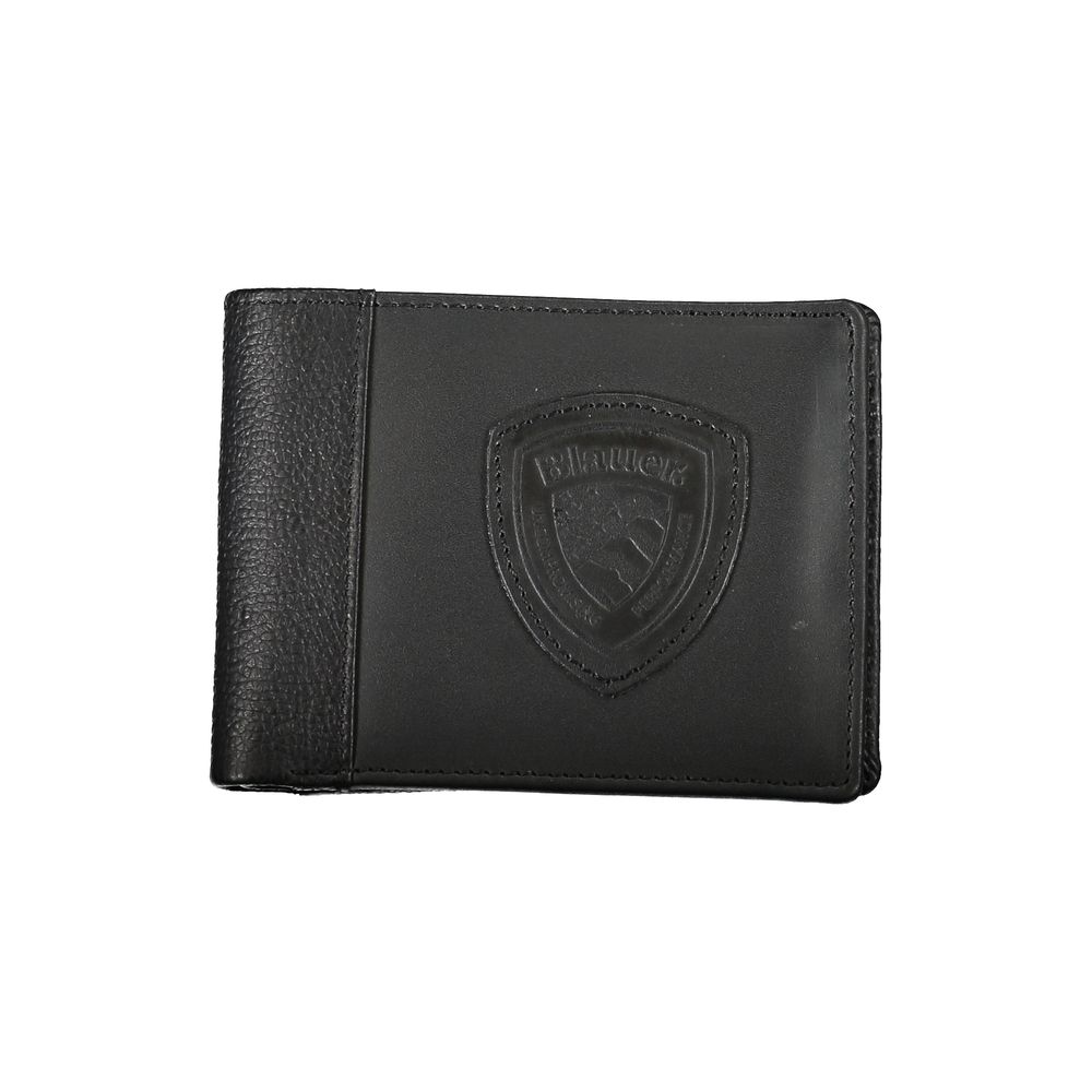 Elegant Black Leather Wallet with Contrast Details