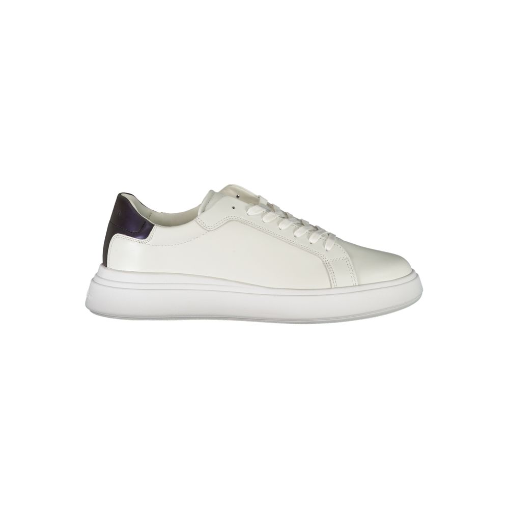 Sleek White Contrast Lace-Up Sneakers