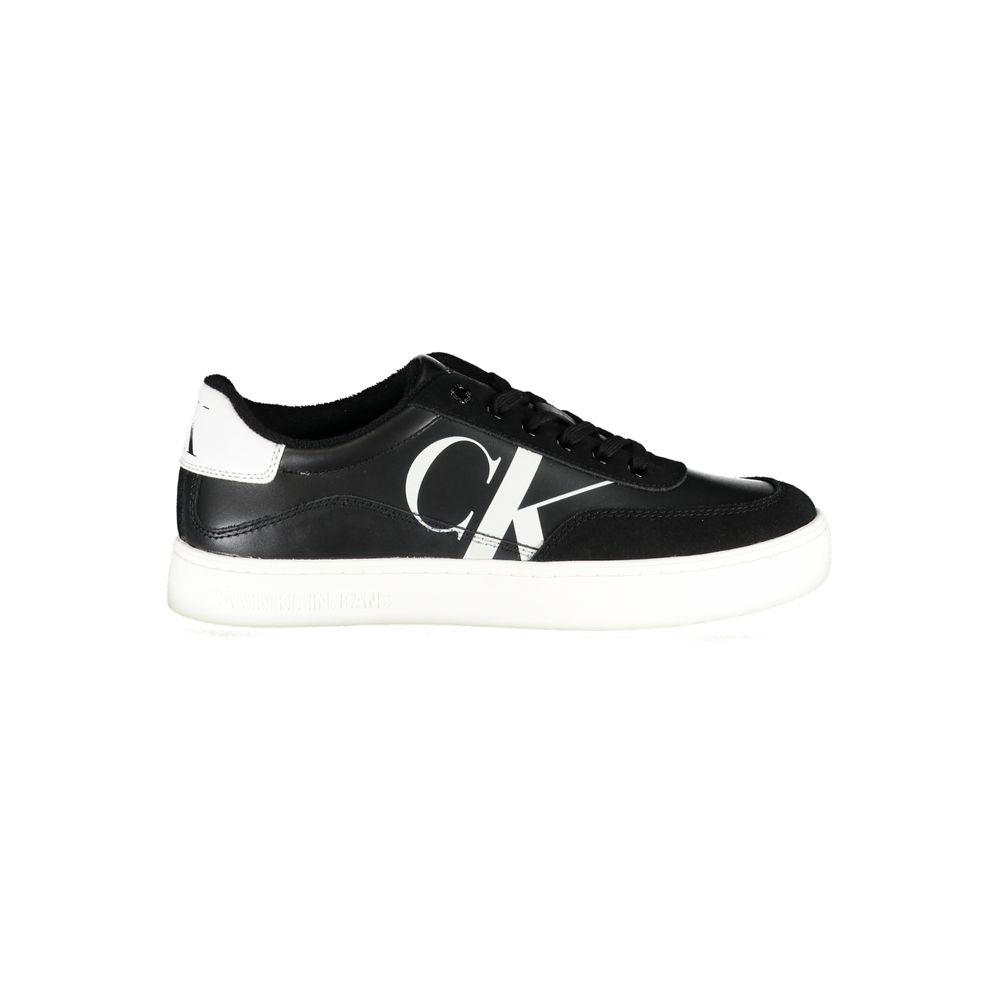 Elegant Black Lace-Up Sneakers with Contrast Details