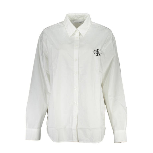 Elegant Long-Sleeved White Cotton Shirt