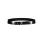 Elegant Black Leather Belt with Metal Buckle