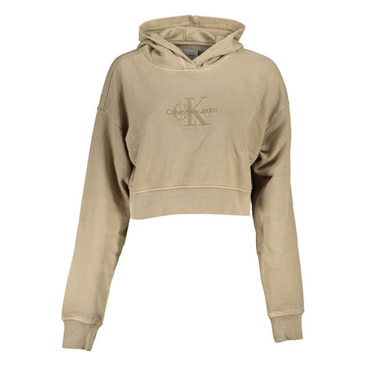 Chic Beige Embroidered Hooded Sweatshirt