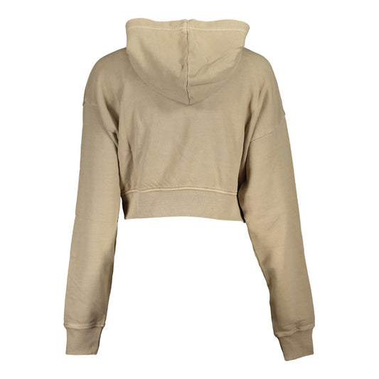 Chic Beige Embroidered Hooded Sweatshirt