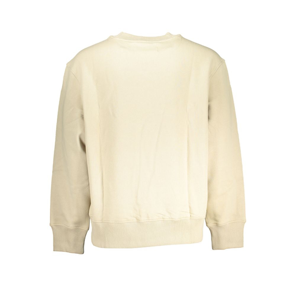 Beige Crew Neck Fleece Sweatshirt