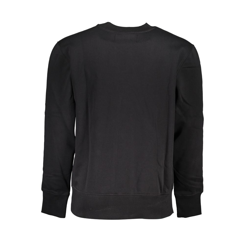 Sleek Black Crew Neck Fleece Sweatshirt