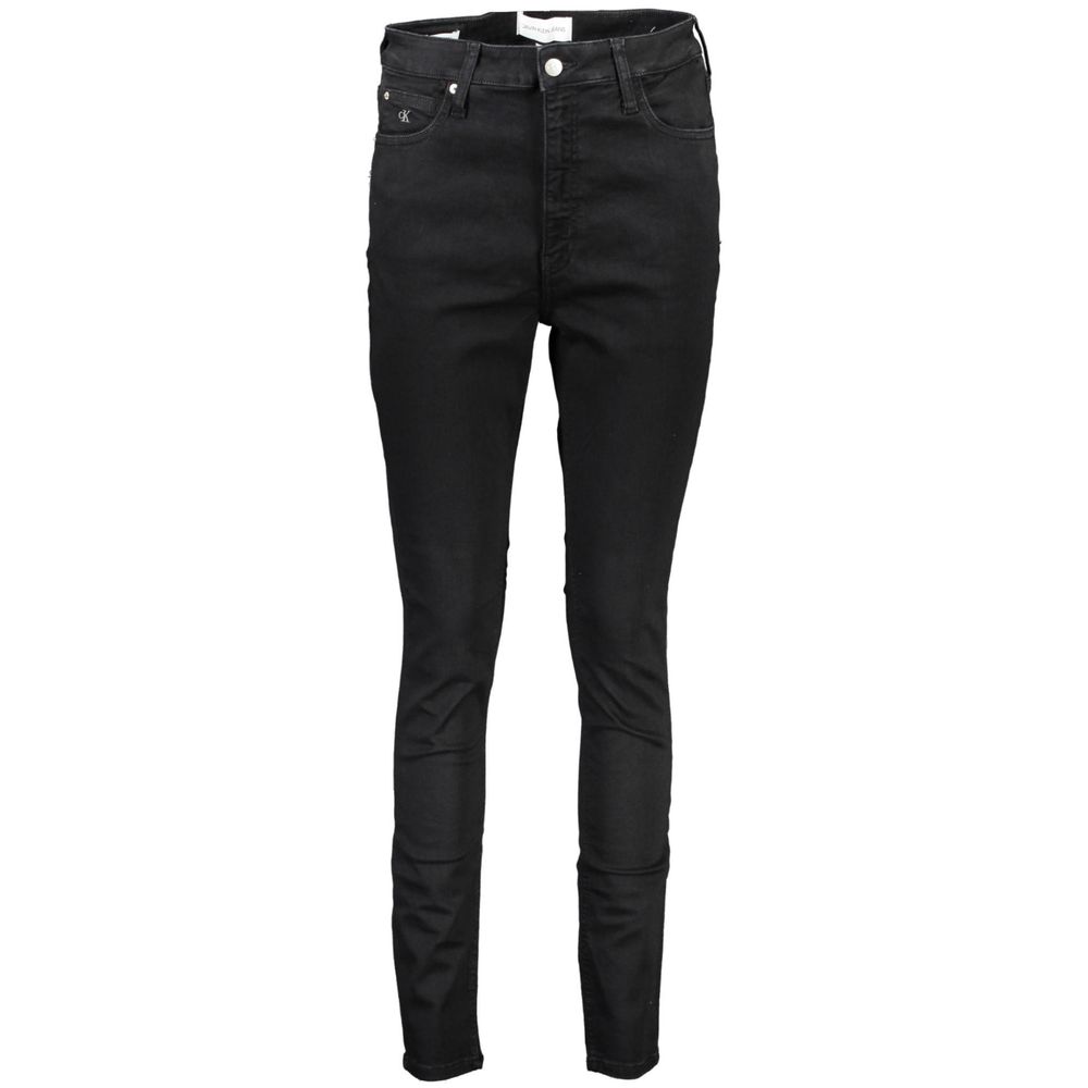 Elegant Embroidered Black Stretch Jeans