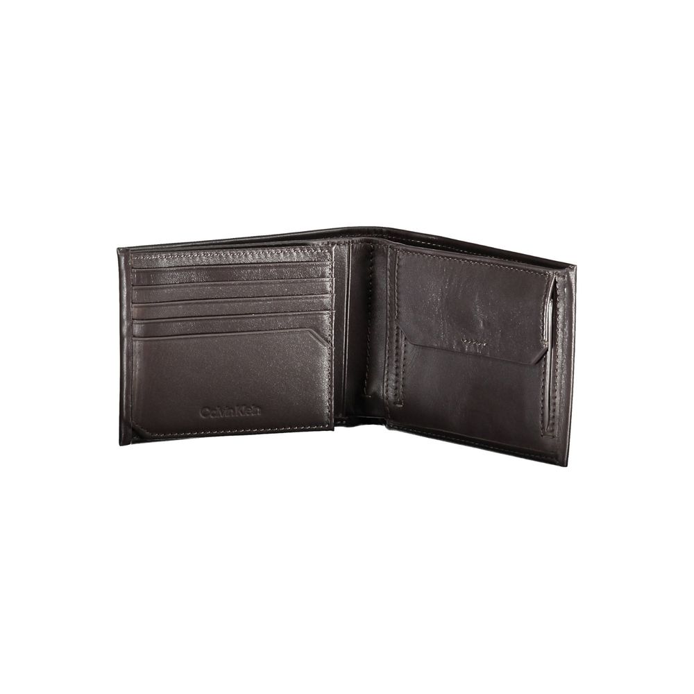 Elegant Brown Leather Dual-Compartment Wallet