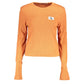 Elegant Wide Neck Orange Top with Logo Detail