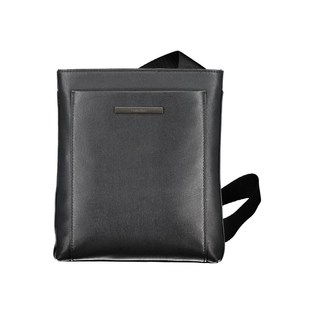 Eco-Conscious Black Shoulder Bag with Logo