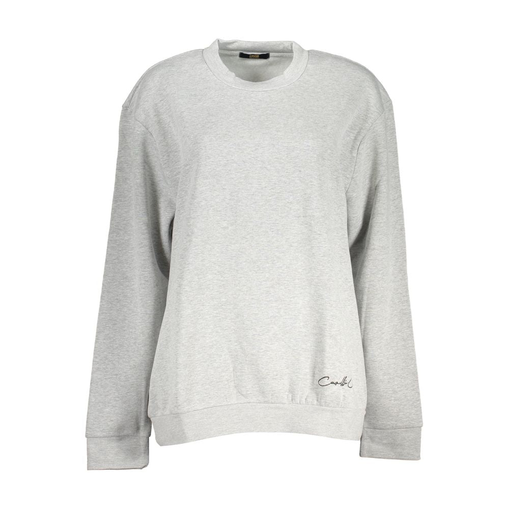 Chic Gray Embroidered Crew Neck Sweatshirt