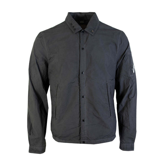 Sleek Black Tech Fabric Overshirt Jacket