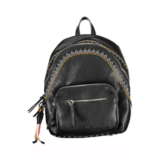 Chic Black Contrast Detail Backpack