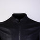 Sleek Black Eco Leather Bomber Jacket