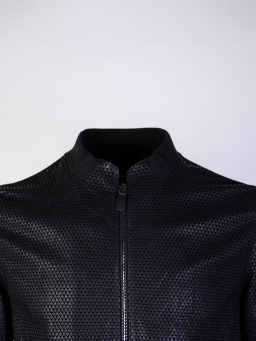 Sleek Black Eco Leather Bomber Jacket