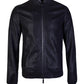 Sleek Black Eco Leather Bomber Jacket