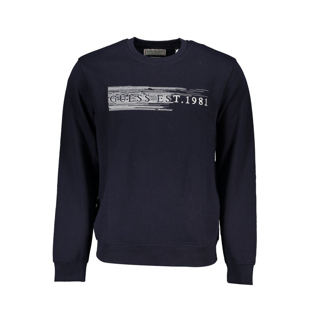 Sleek Blue Crew Neck Embroidered Sweatshirt