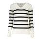 Chic V-Neck Striped Sweater with Logo Embroidery