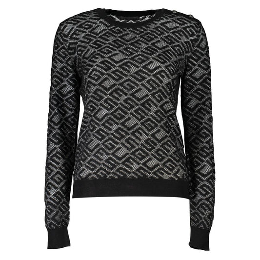 Chic Black Embroidered Crew Neck Sweater