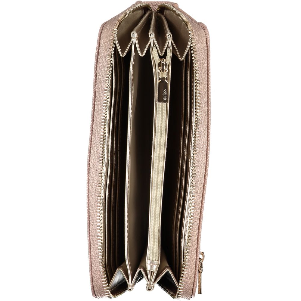 Chic Pink Four-Compartment Wallet with Zip Closure