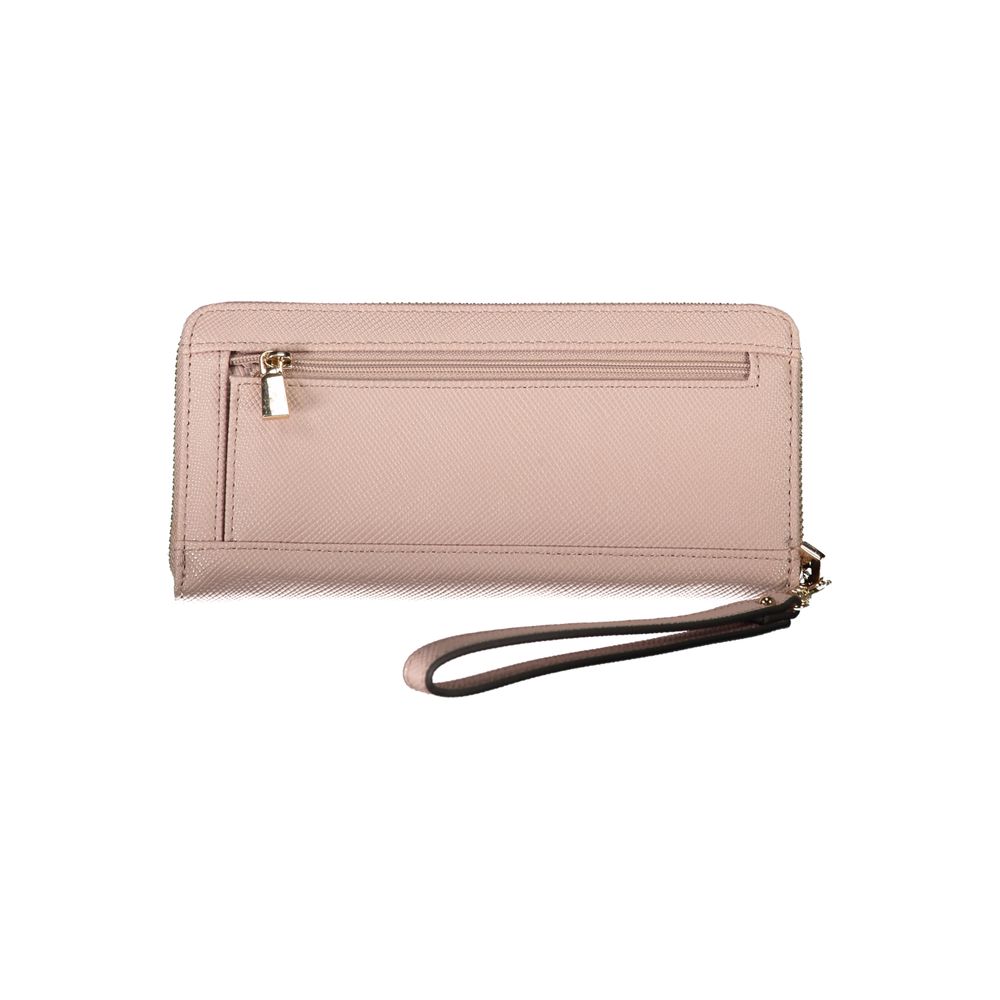 Chic Pink Four-Compartment Wallet with Zip Closure