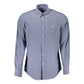 Elegant Blue Button-Down Organic Cotton Shirt