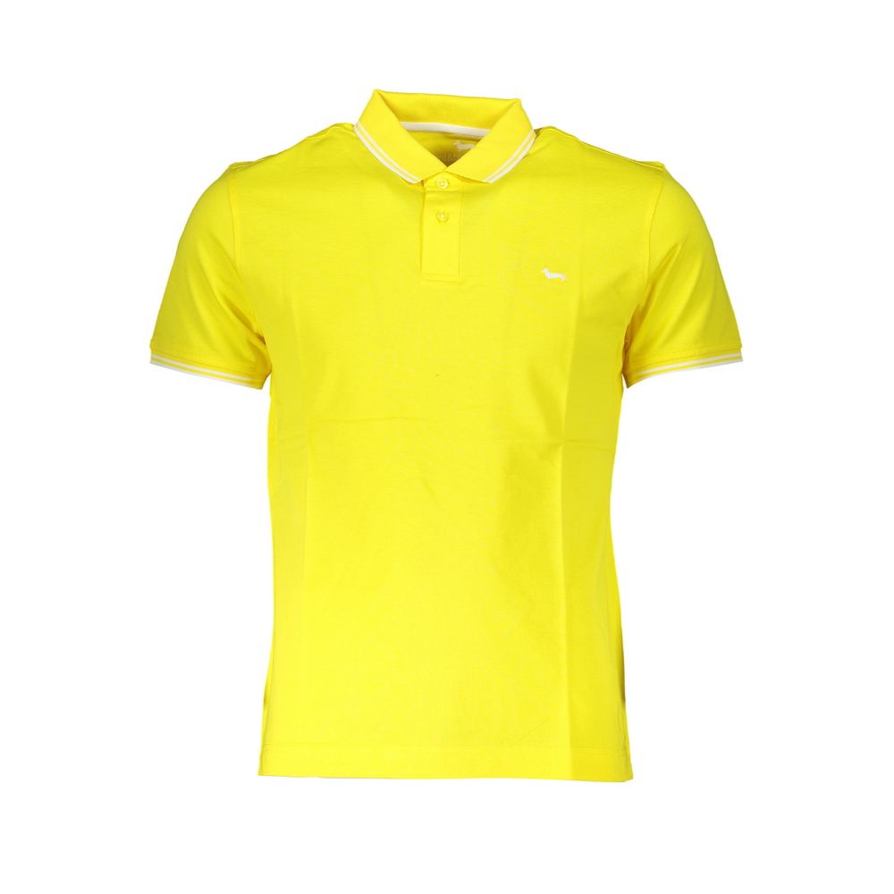 Elegant Yellow Cotton Polo with Contrast Details