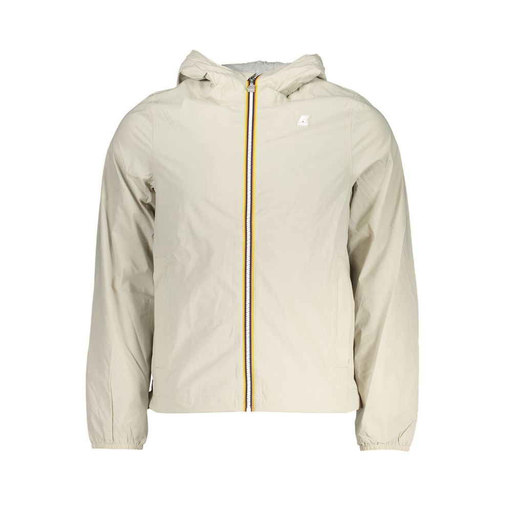 Beige Contrast Hooded Sports Jacket