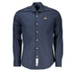 Chic Slim Fit Long Sleeved Blue Shirt